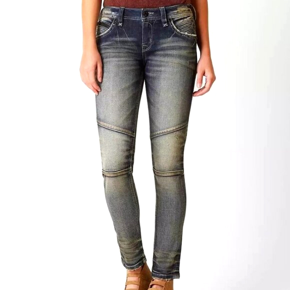 Rock Revival Women's Kamil Skinny Zipper Moto Jeans 26
